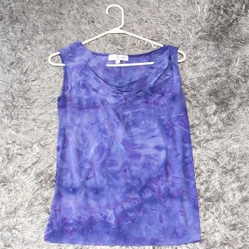 Vibrant Purple and Blue Sleeveless Tie-Dye Tank Top